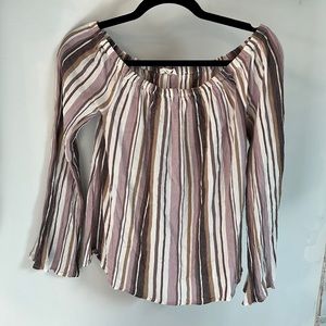 Aeropostale XS Off the shoulder striped long sleeve blouse
